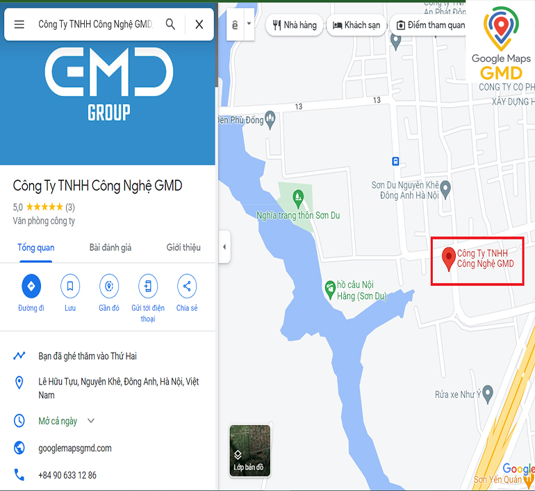 Vị trí doanh nghiệp hiển thị trên Google Maps
